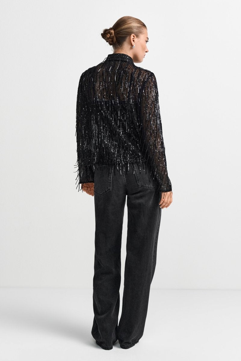 Glitzer-Bluse mit Hemdkragen-Rich & Royal