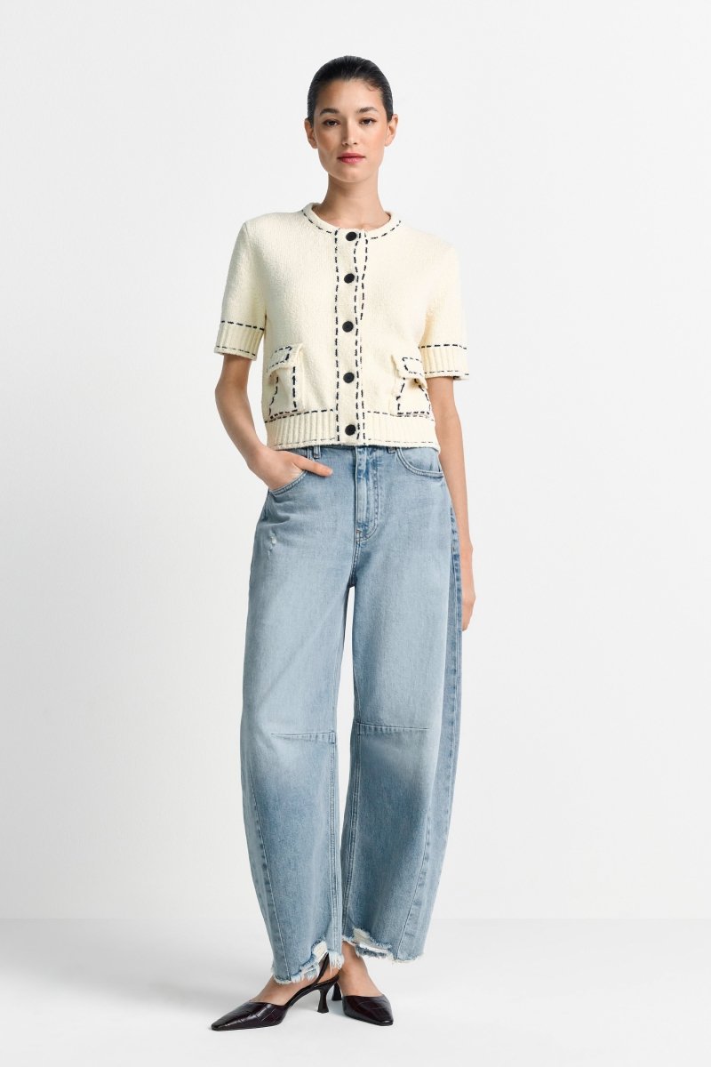 Bouclé-Cardigan mit Kontrastnähten-Rich & Royal