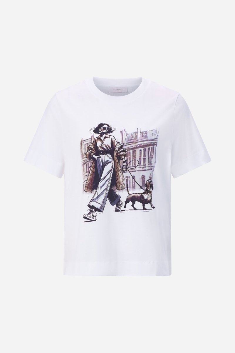 Weißes T-Shirt mit Fashion-Print-Rich & Royal