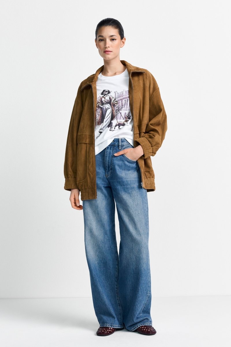 Weißes T-Shirt mit Fashion-Print-Rich & Royal