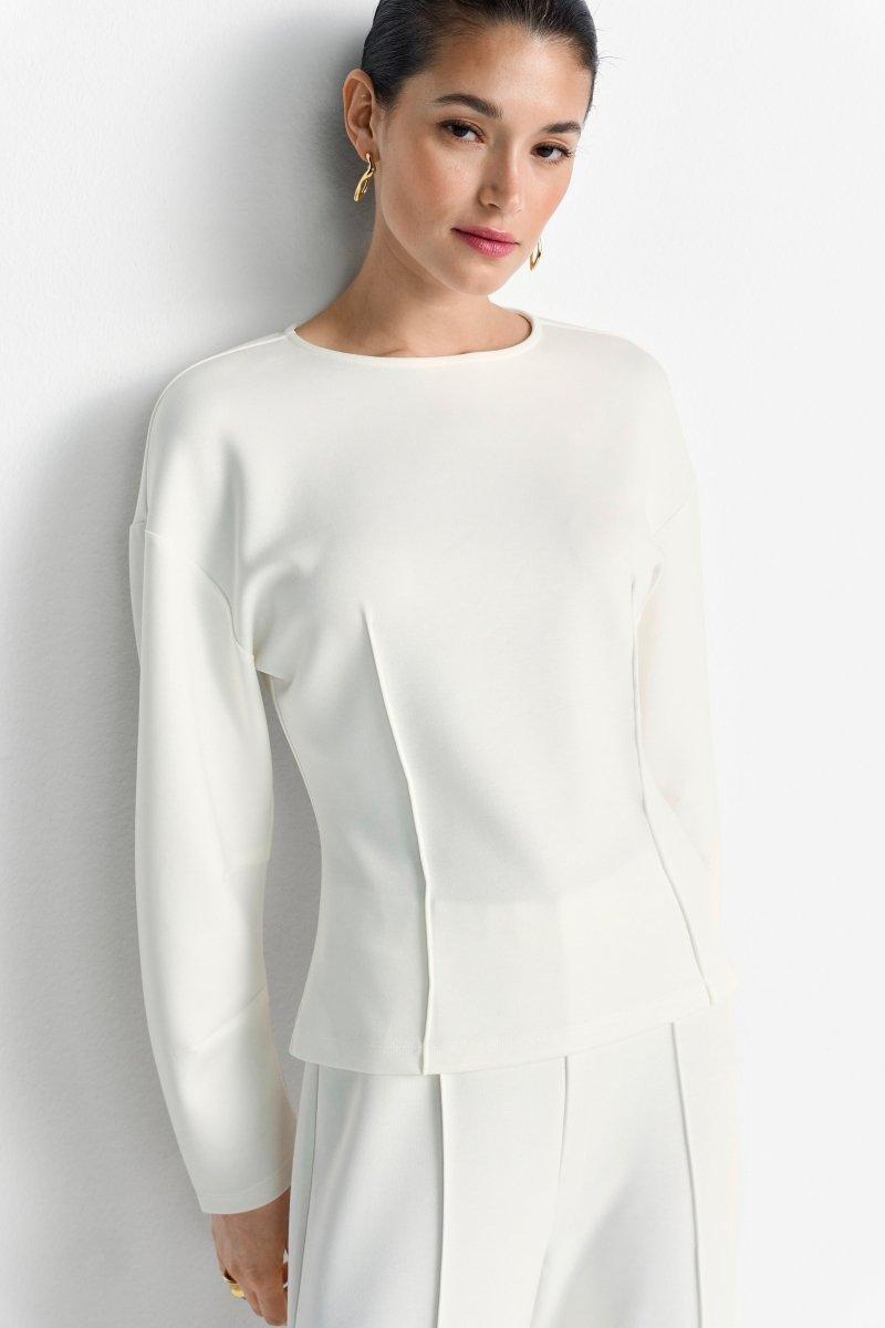 Cremefarbenes Sweatshirt mit Abnähern-Rich & Royal