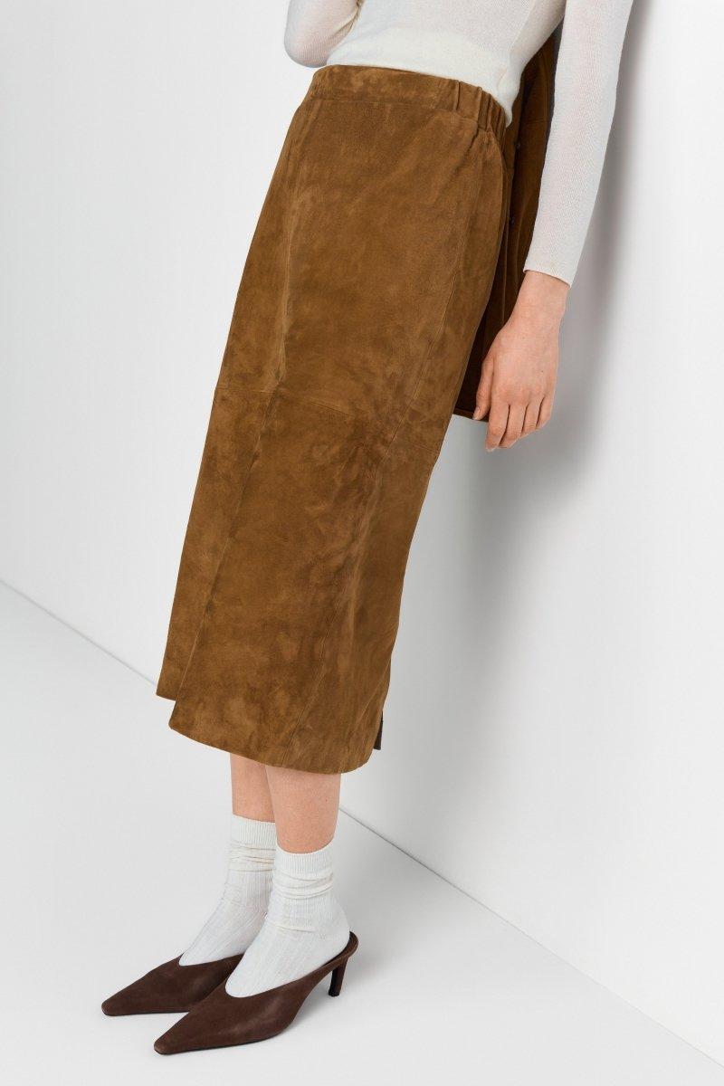 Cognacfarbener Veloursrock-Rich & Royal