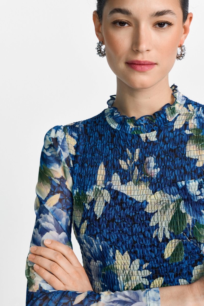 Gesmoktes Midikleid mit Rüschenkragen-Rich & Royal