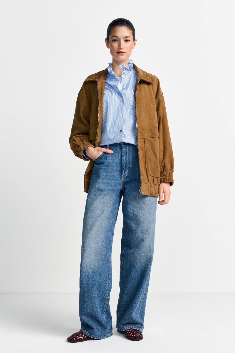 Nadelstreifenbluse mit Rüschenkragen-Rich & Royal