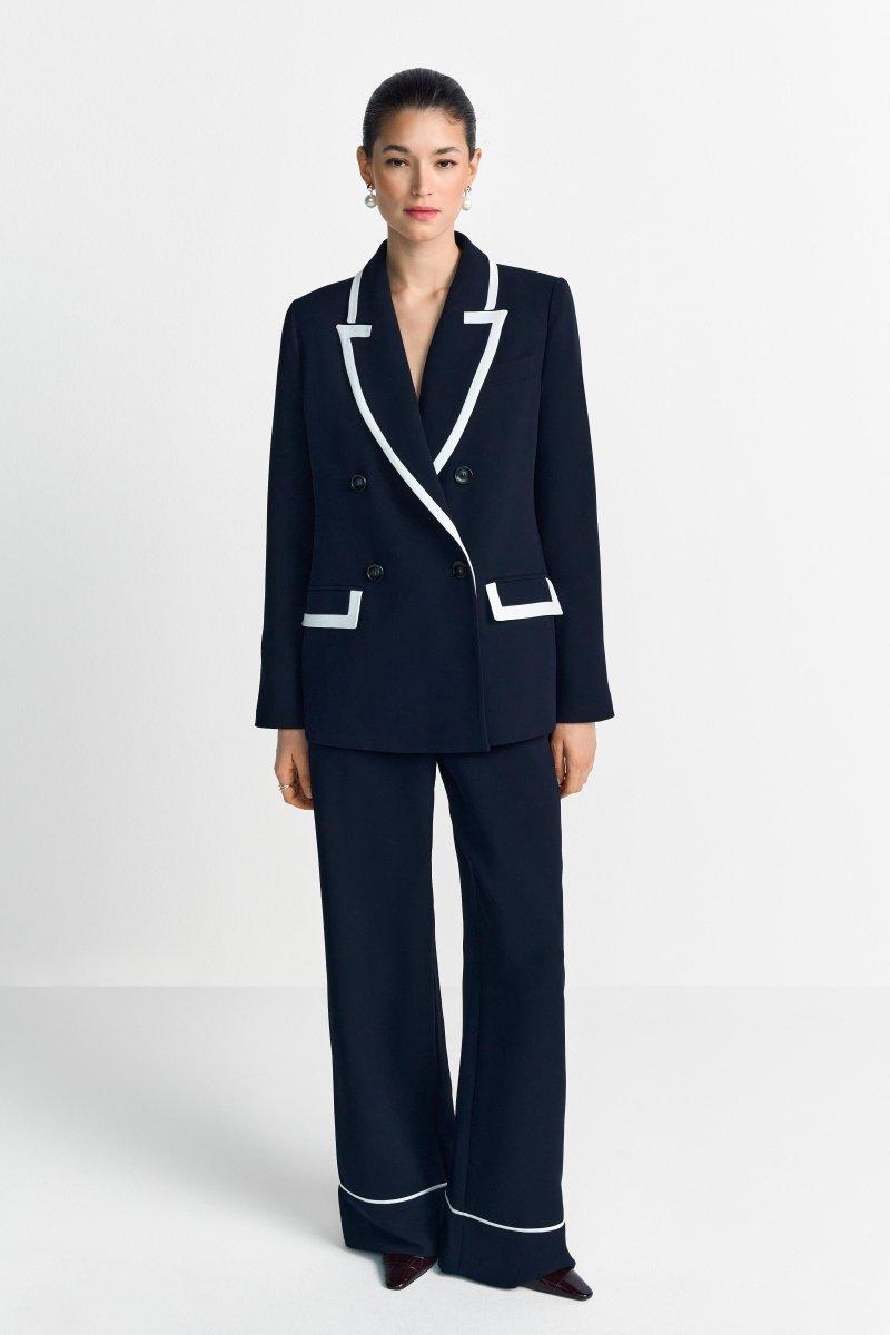 Marineblauer Blazer mit Kontrastpaspel-Rich & Royal