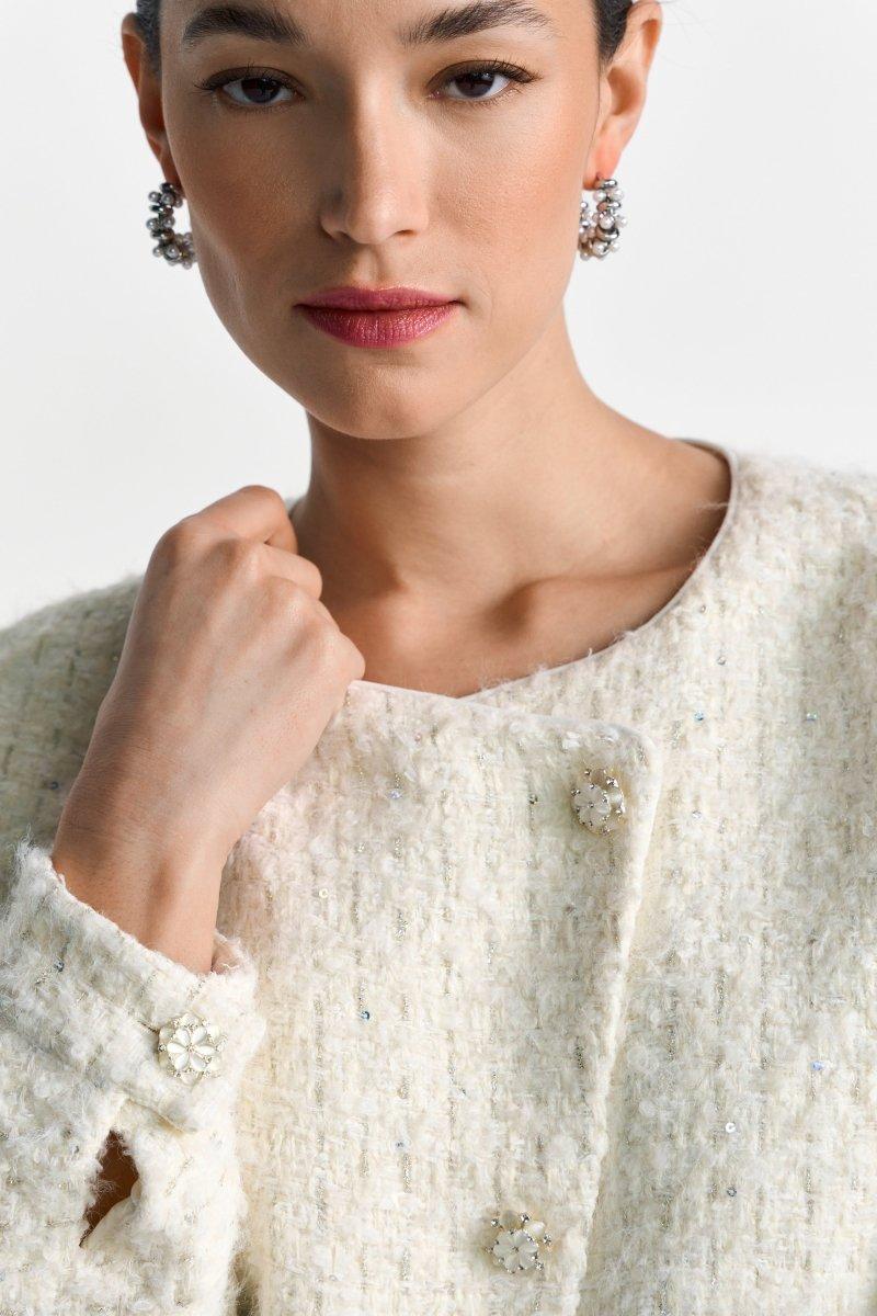 Kurze Bouclé-Jacke in Cremeweiß-Rich & Royal