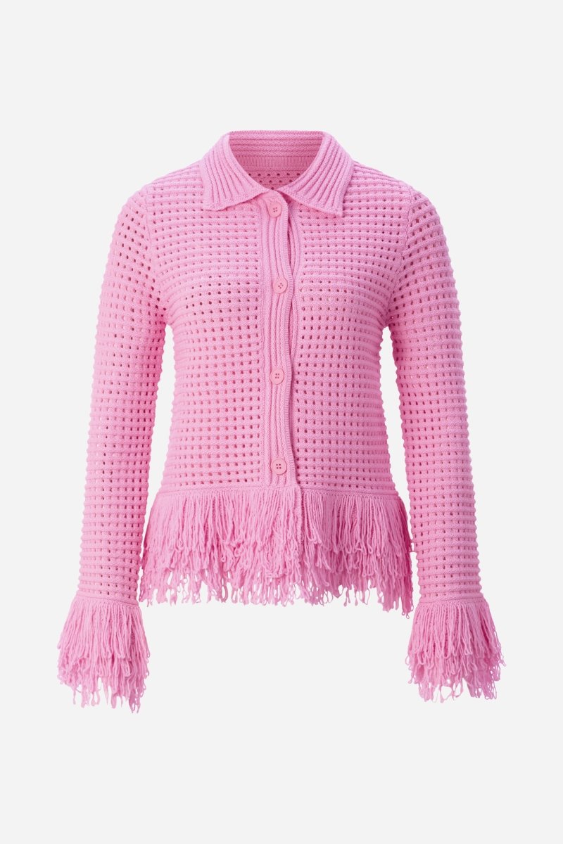 Häkel-Cardigan mit Hemdkragen-Rich & Royal