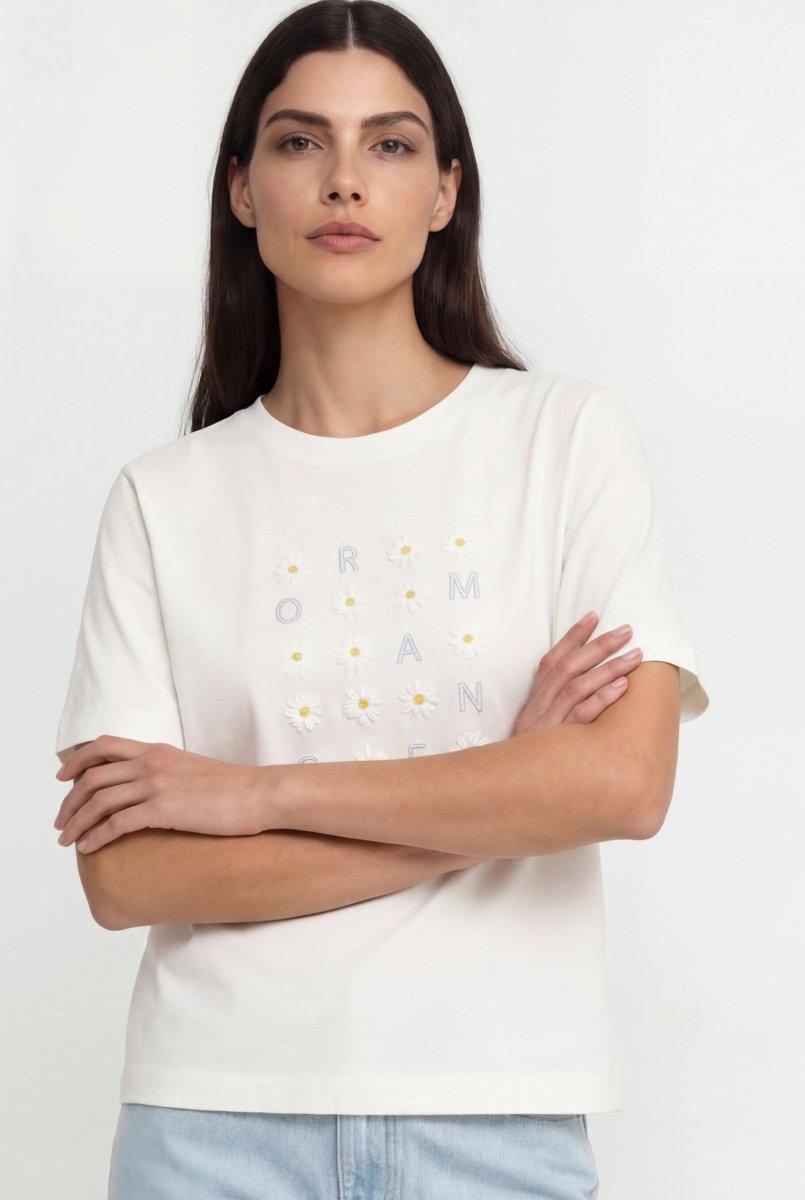 T-Shirt mit Blütenapplikation-Rich & Royal