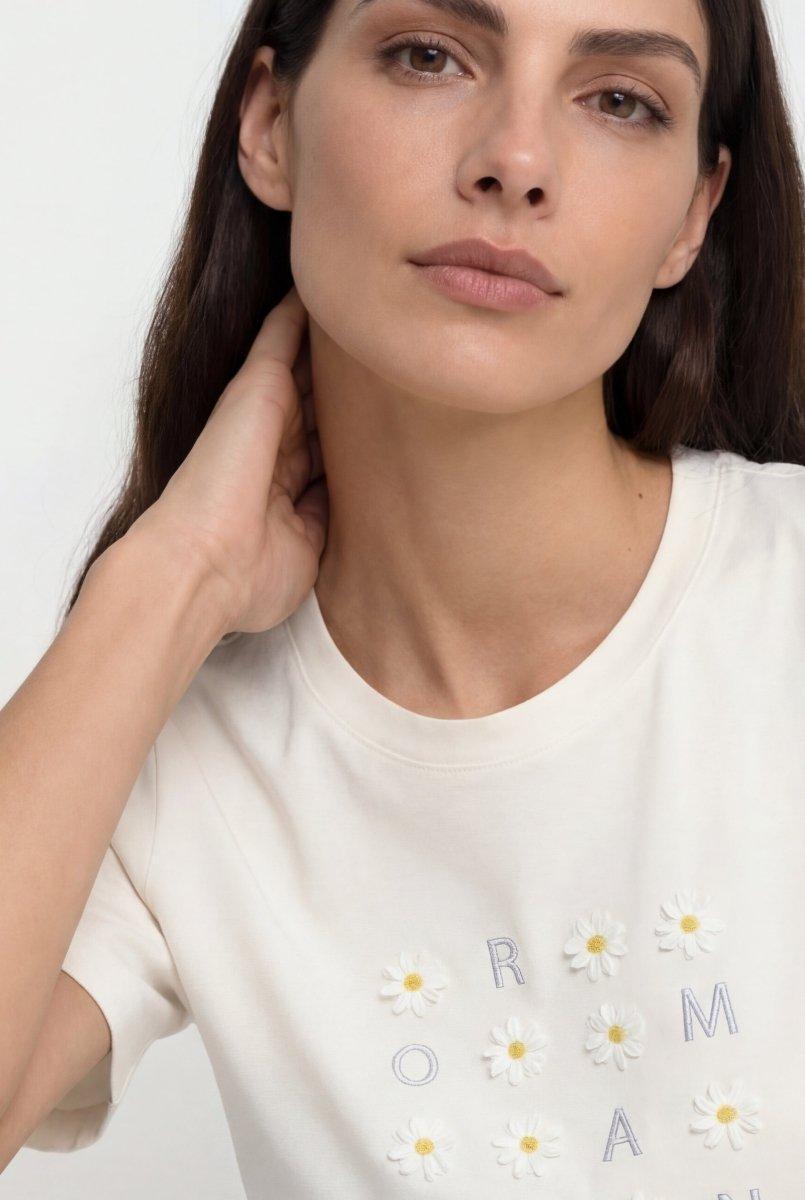T-Shirt mit Blütenapplikation-Rich & Royal
