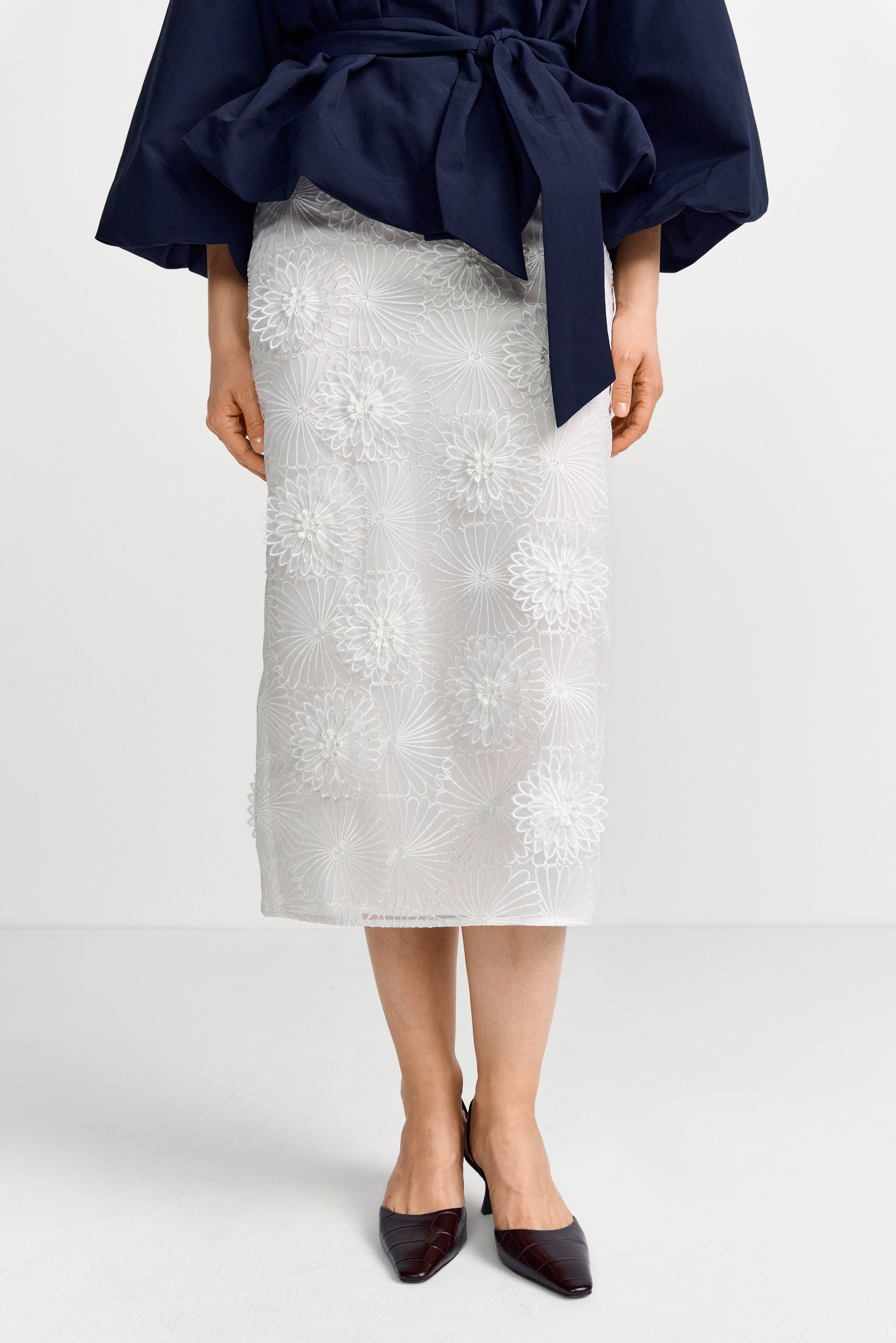 Bleistiftrock mit 3D-Blüten-Rich & Royal