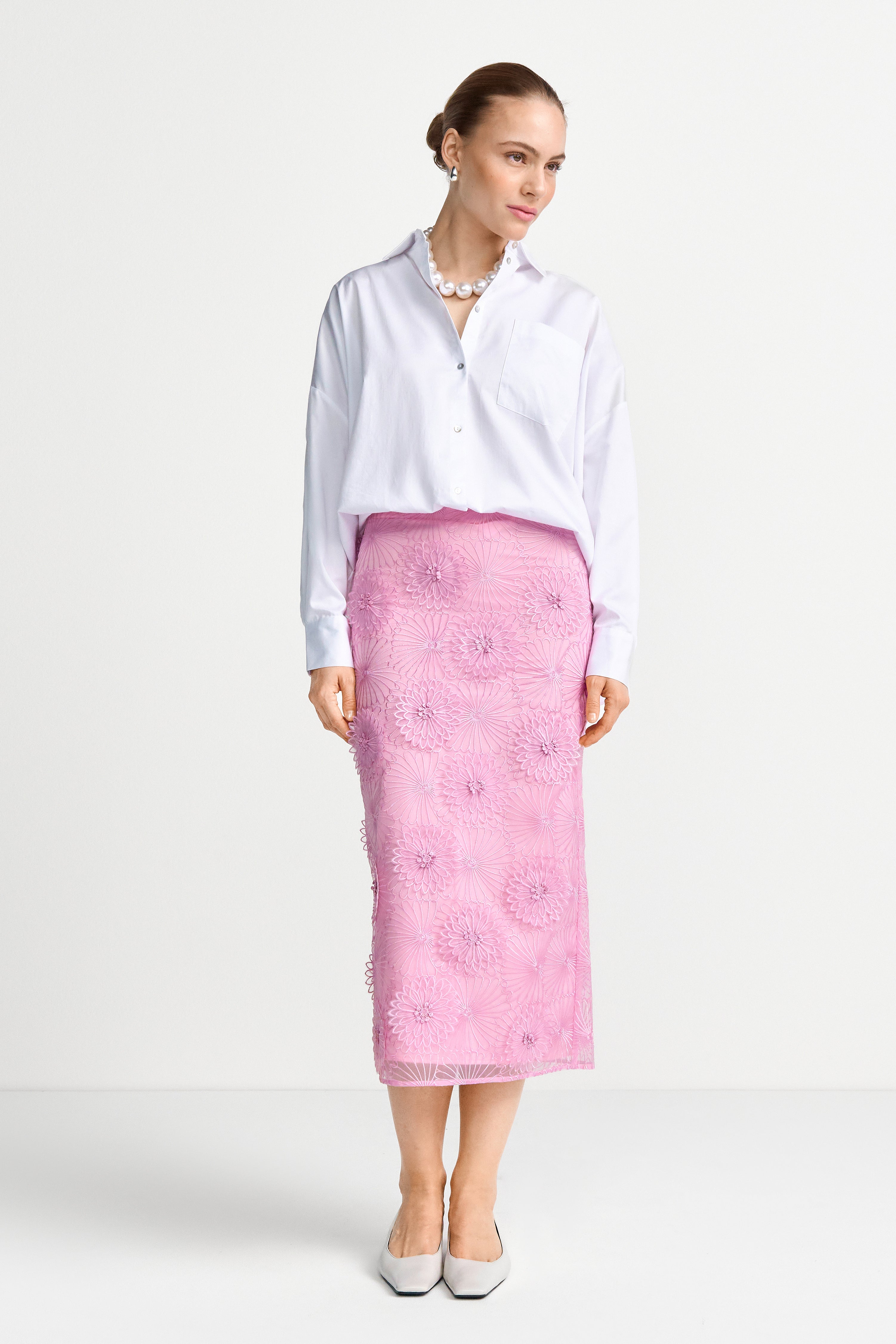 Bleistiftrock mit 3D-Blüten-Rich & Royal