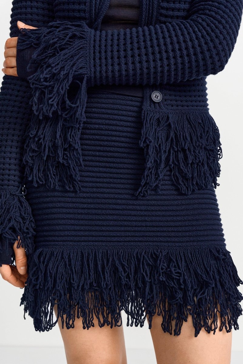 Kurzer Strickrock mit Fransen-Rich & Royal