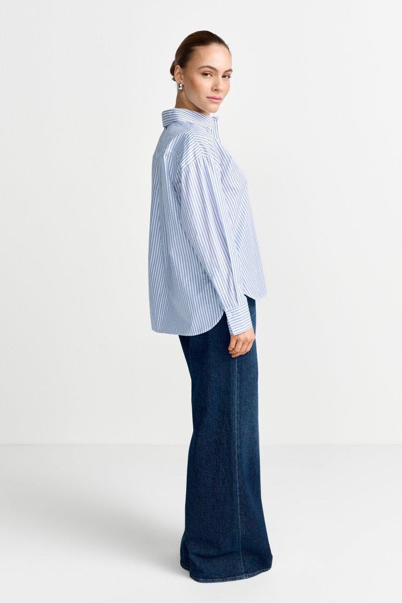 Gestreifte Hemdbluse mit Strass-Rich & Royal