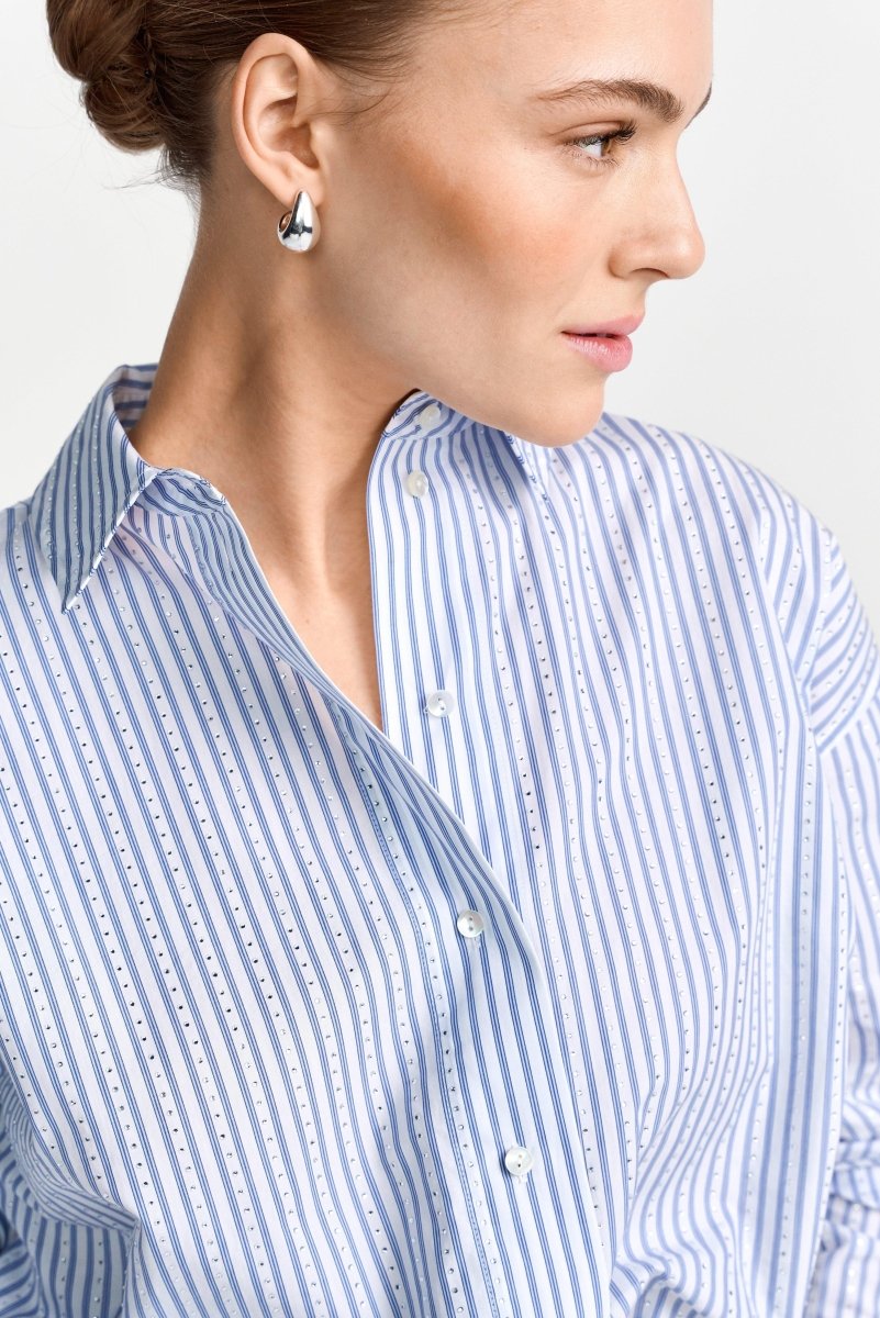 Gestreifte Hemdbluse mit Strass-Rich & Royal