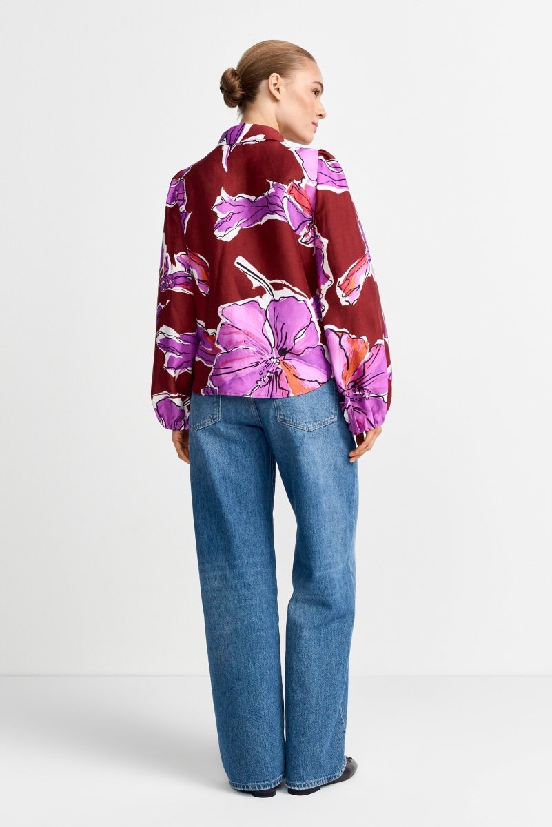 Statement-Bluse aus Leinen-Mix-Rich & Royal