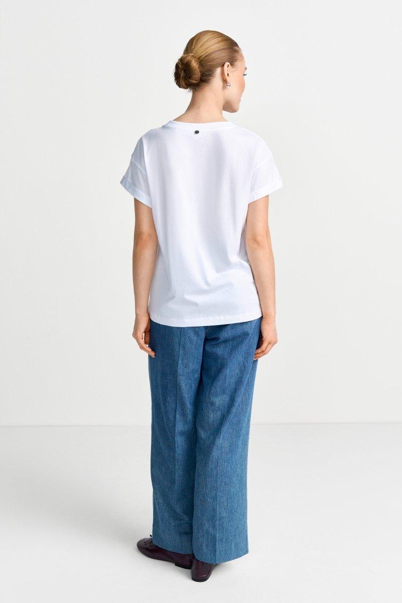 Weißes T-Shirt mit Stickerei-Rich & Royal