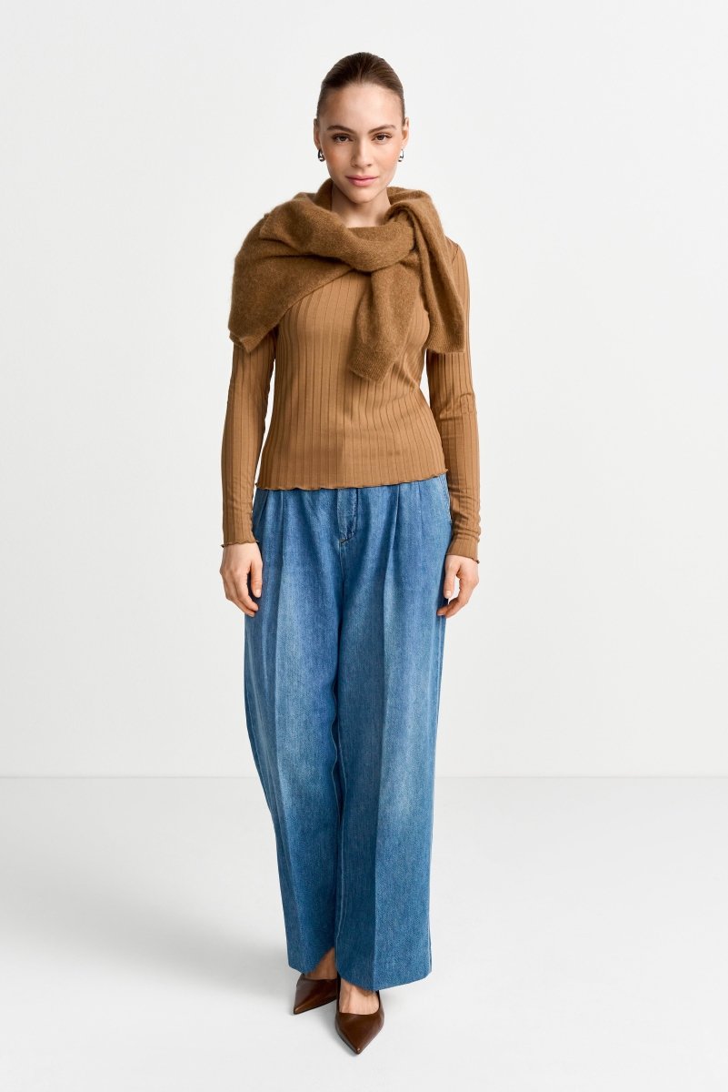 Longsleeve mit Rippstruktur-Rich & Royal