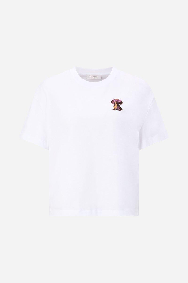 Weißes T-Shirt mit Strassdetails-Rich & Royal