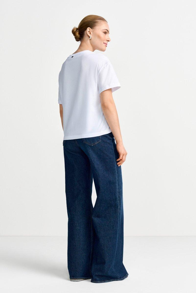 Weißes T-Shirt mit Strassdetails-Rich & Royal