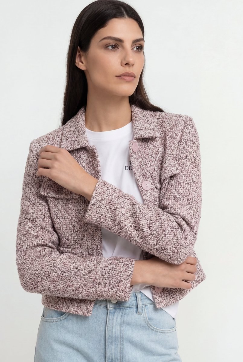 Bouclé-Jacke in cropped Länge-Rich & Royal
