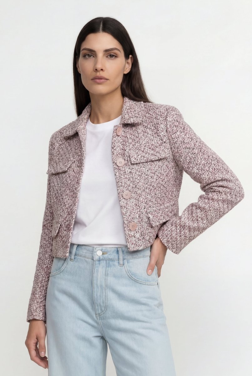 Bouclé-Jacke in cropped Länge-Rich & Royal