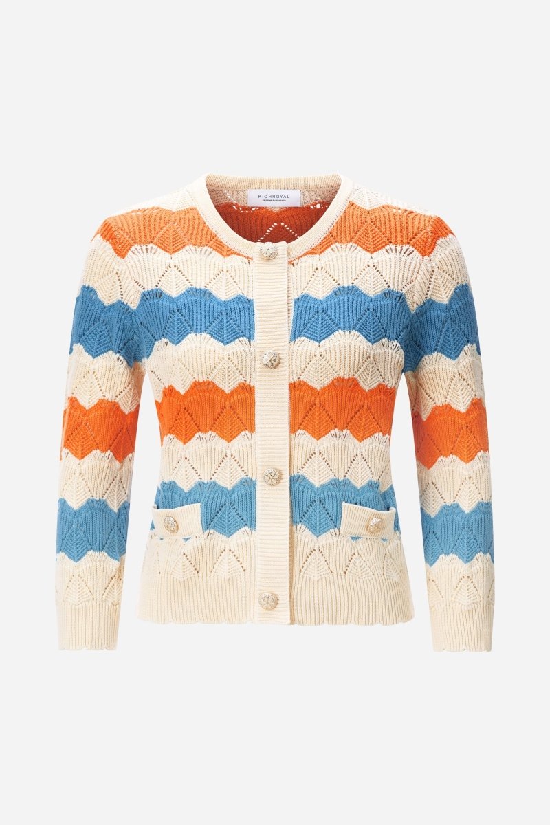Bunter Ajourstrick-Cardigan-Rich & Royal