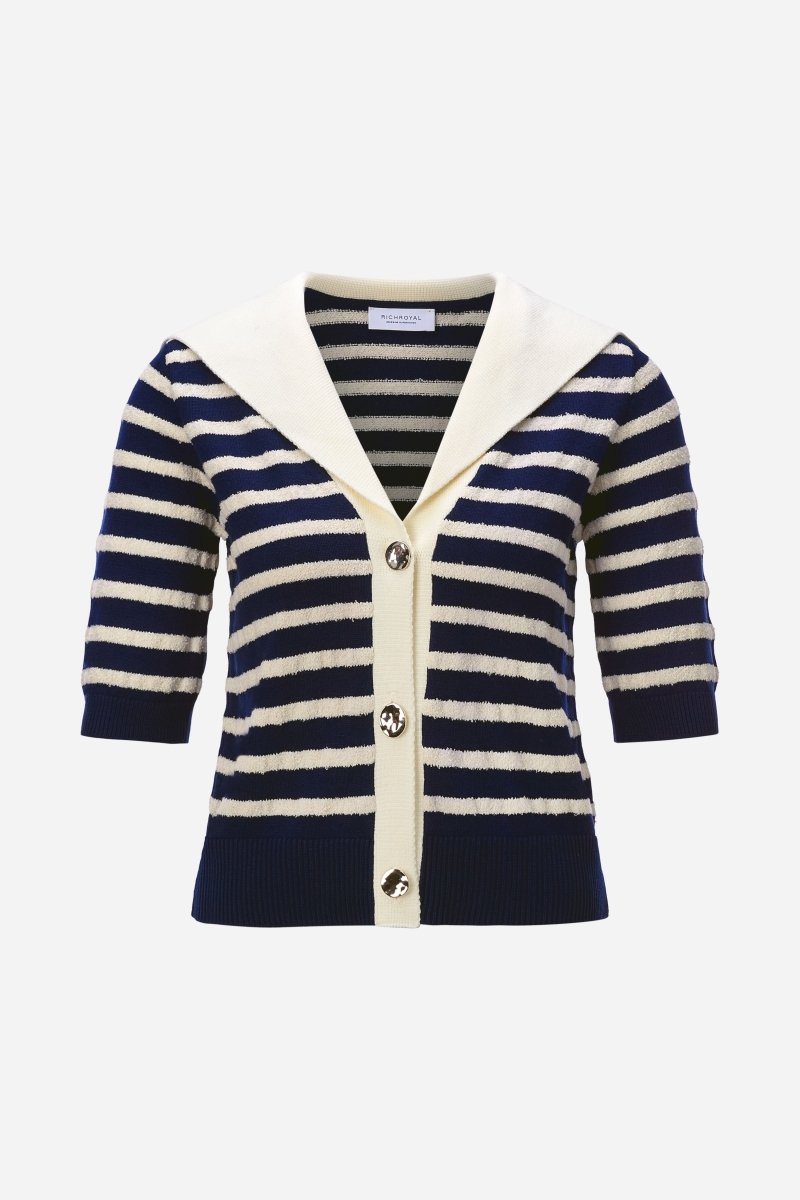 Sailor Collar Cardigan - Look-Rich & Royal