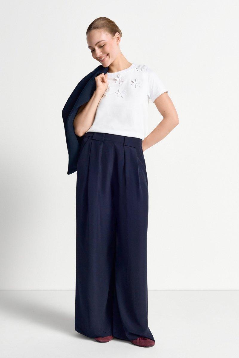 Weißes 3D-Blüten T-Shirt-Rich & Royal