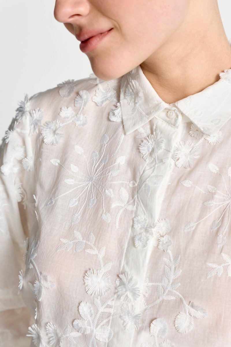 Baumwollbluse mit 3D-Stickerei-Rich & Royal