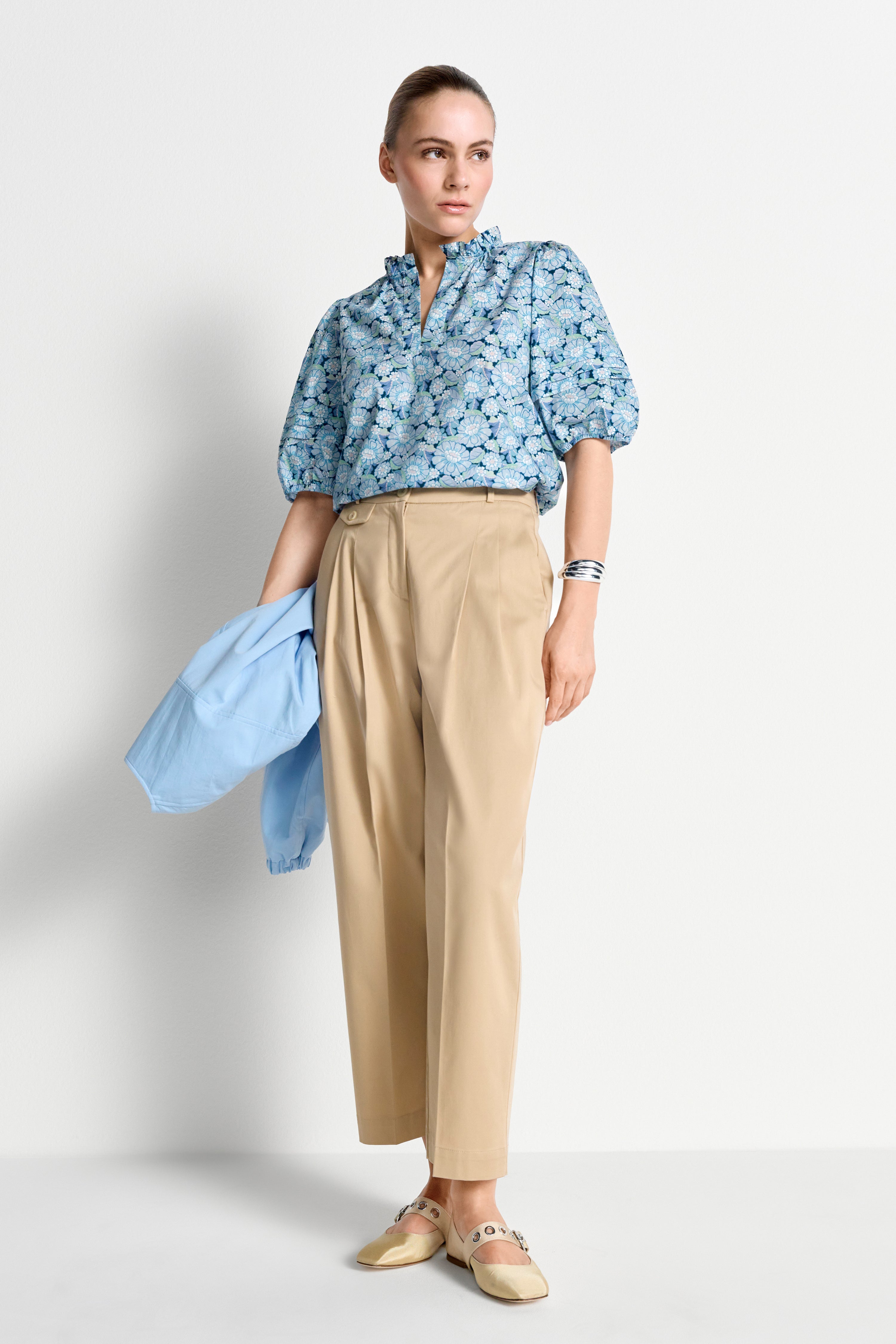 Bluse mit Rüschenkragen - Made with Liberty Fabric-Rich & Royal