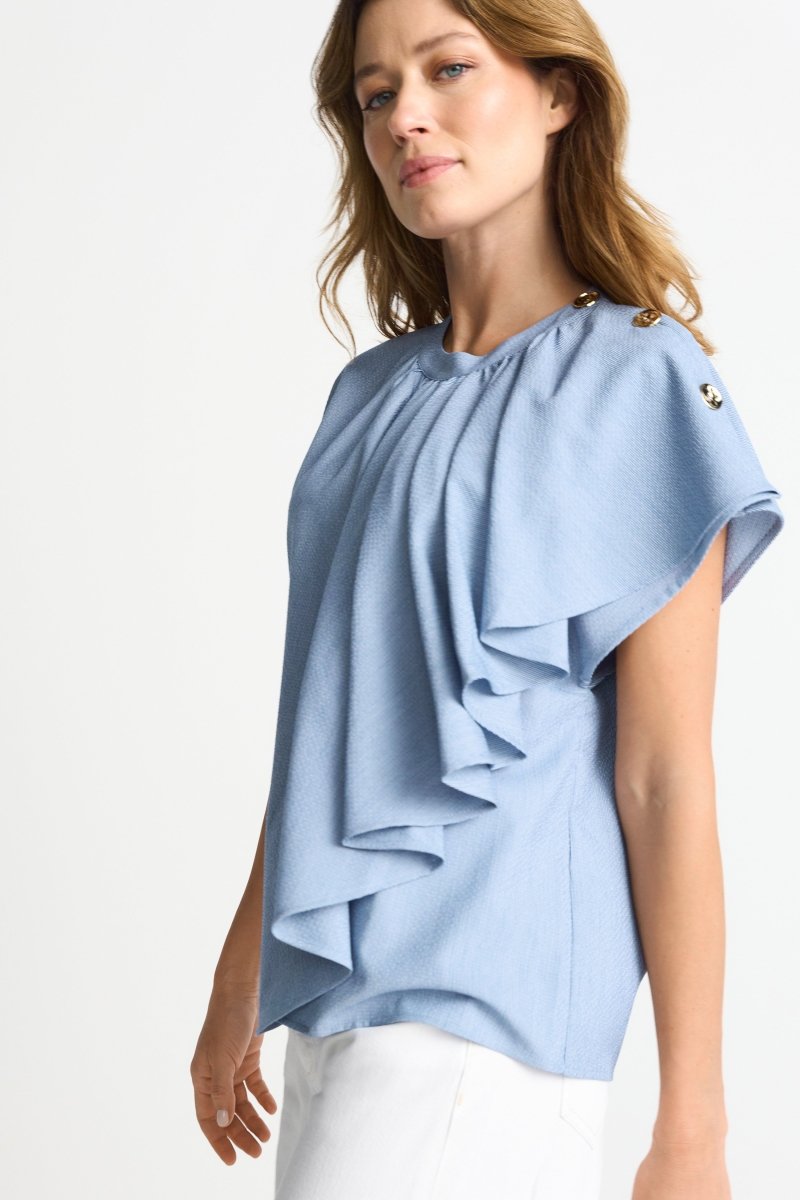 Volant-Bluse mit Schulterknöpfen-Rich & Royal