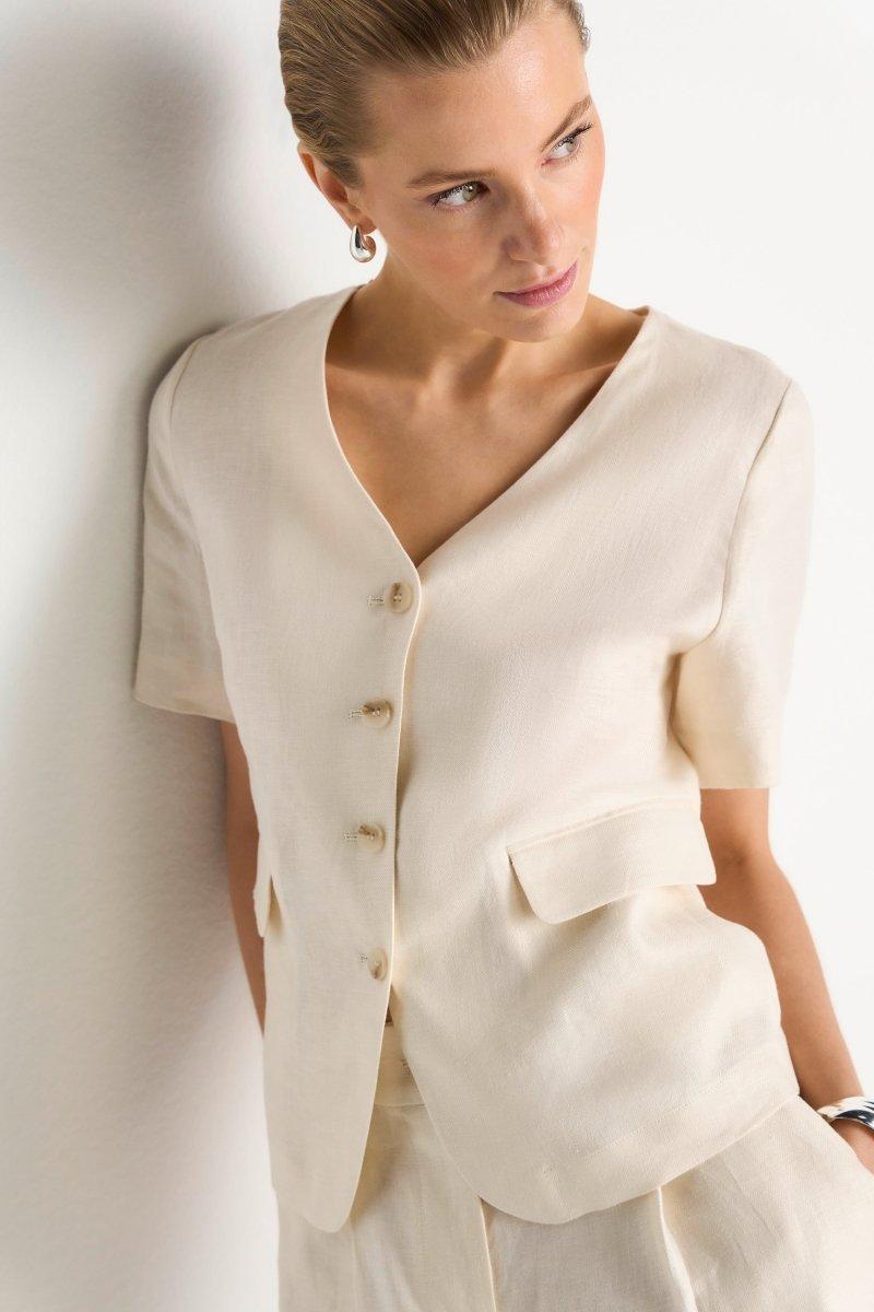 Kurzarm-Blazer aus Leinen-Rich & Royal