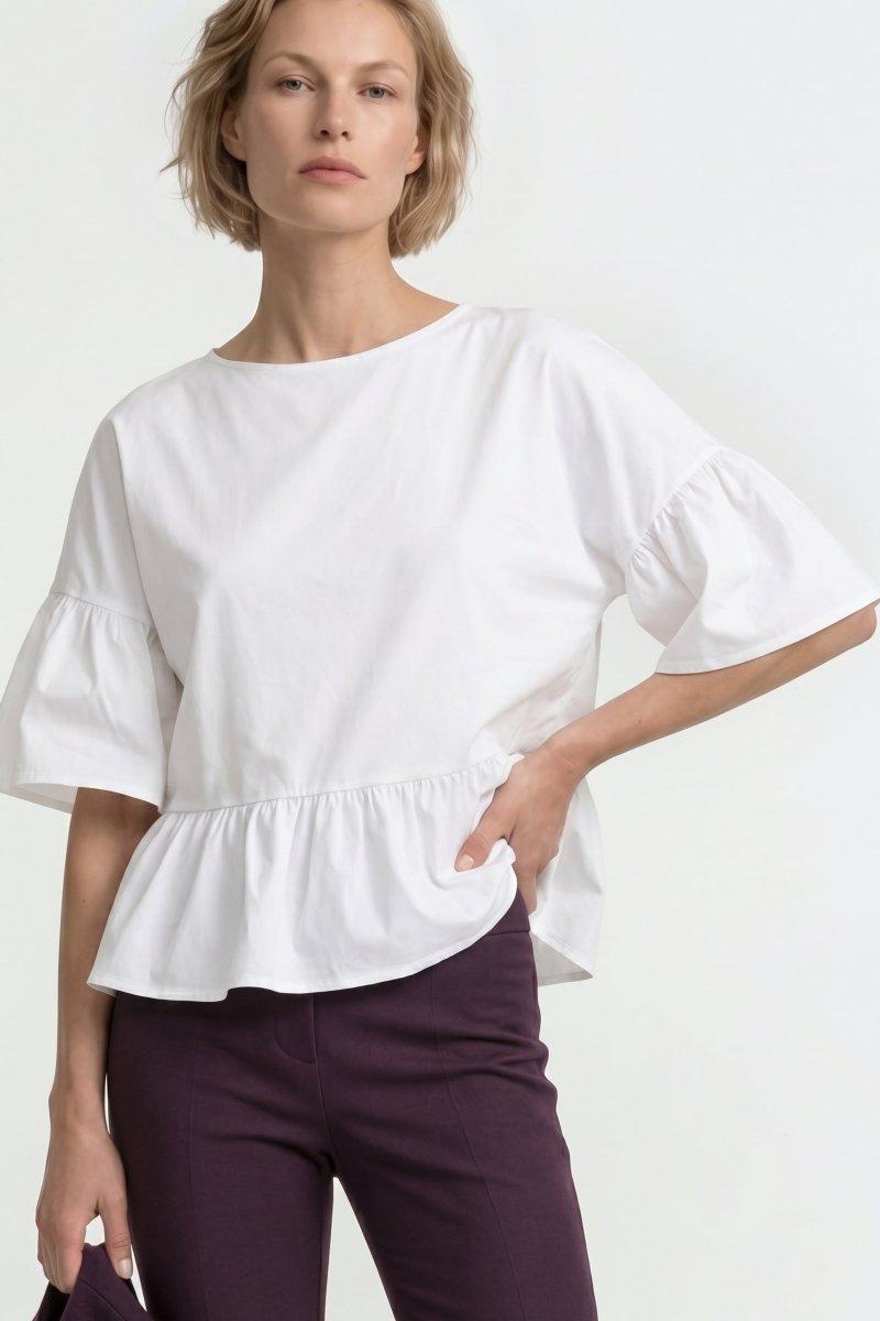 Baumwoll-Shirt mit Schößchen-Rich & Royal