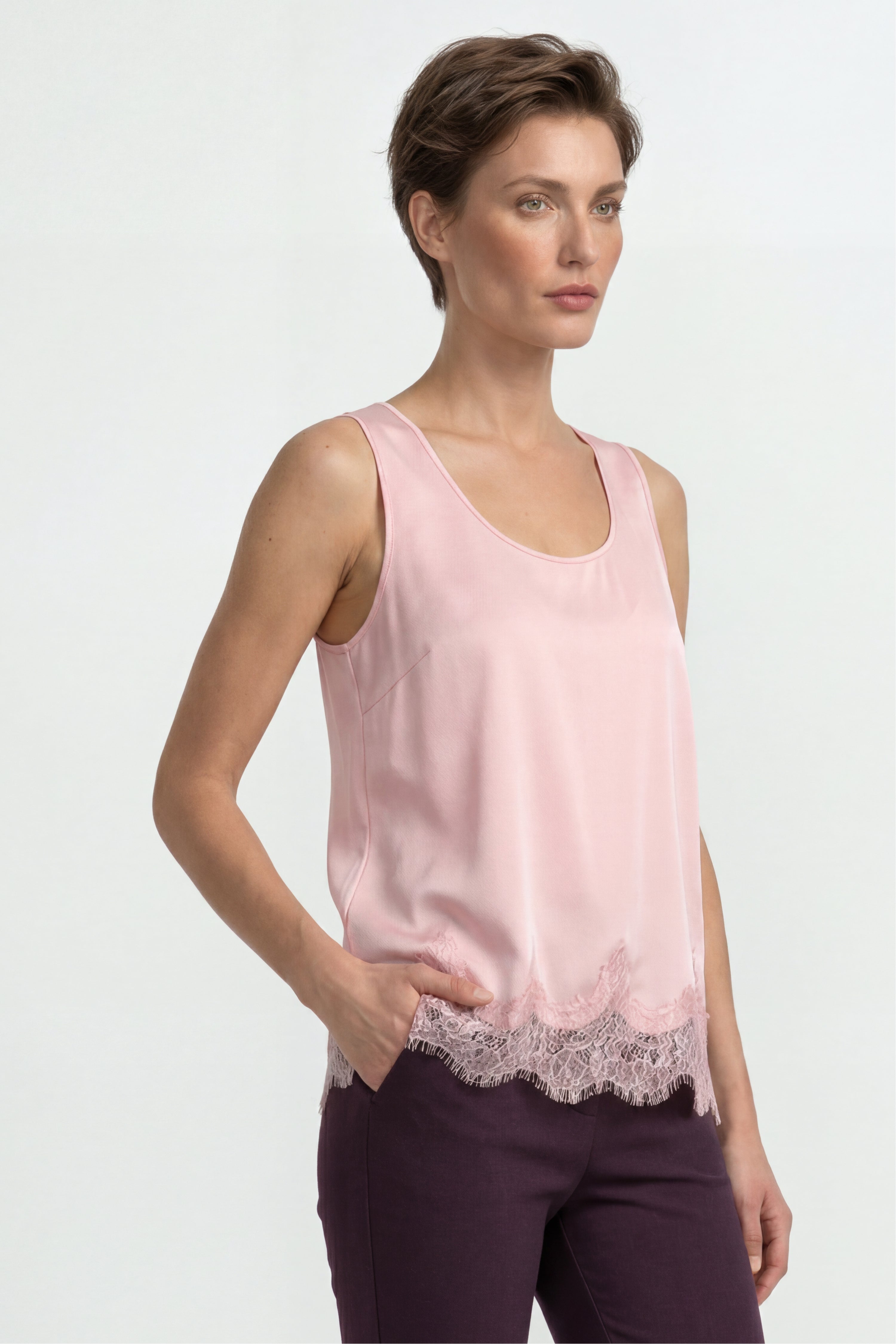 Satin Top mit Spitze-Rich & Royal