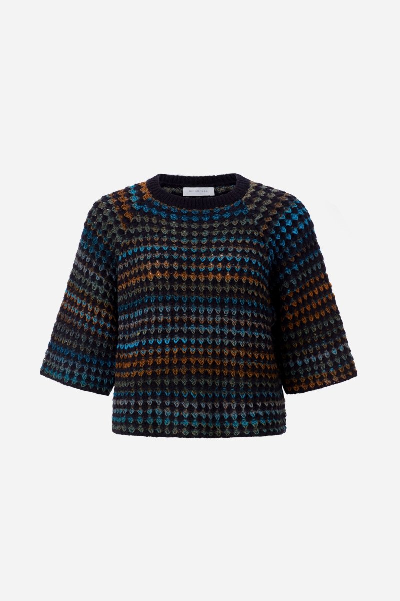 Kurzarm-Pullover mit Ajourstrick-Rich & Royal