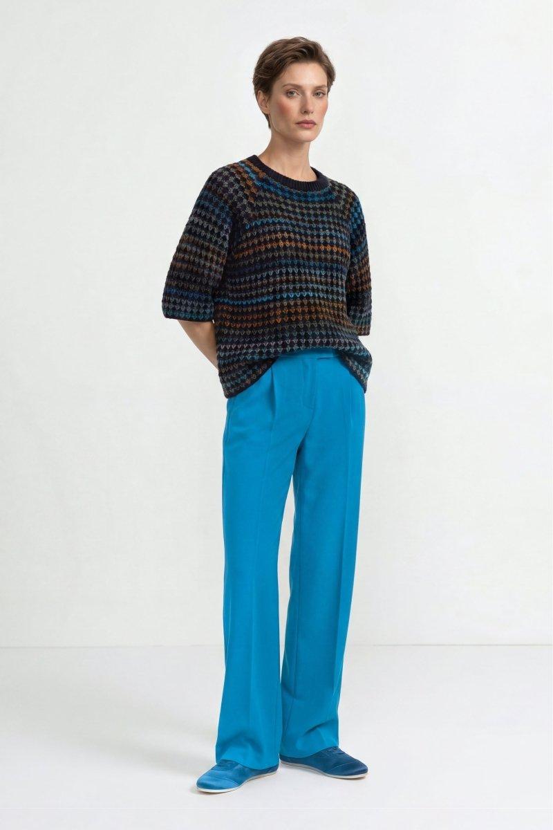 Kurzarm-Pullover mit Ajourstrick-Rich & Royal