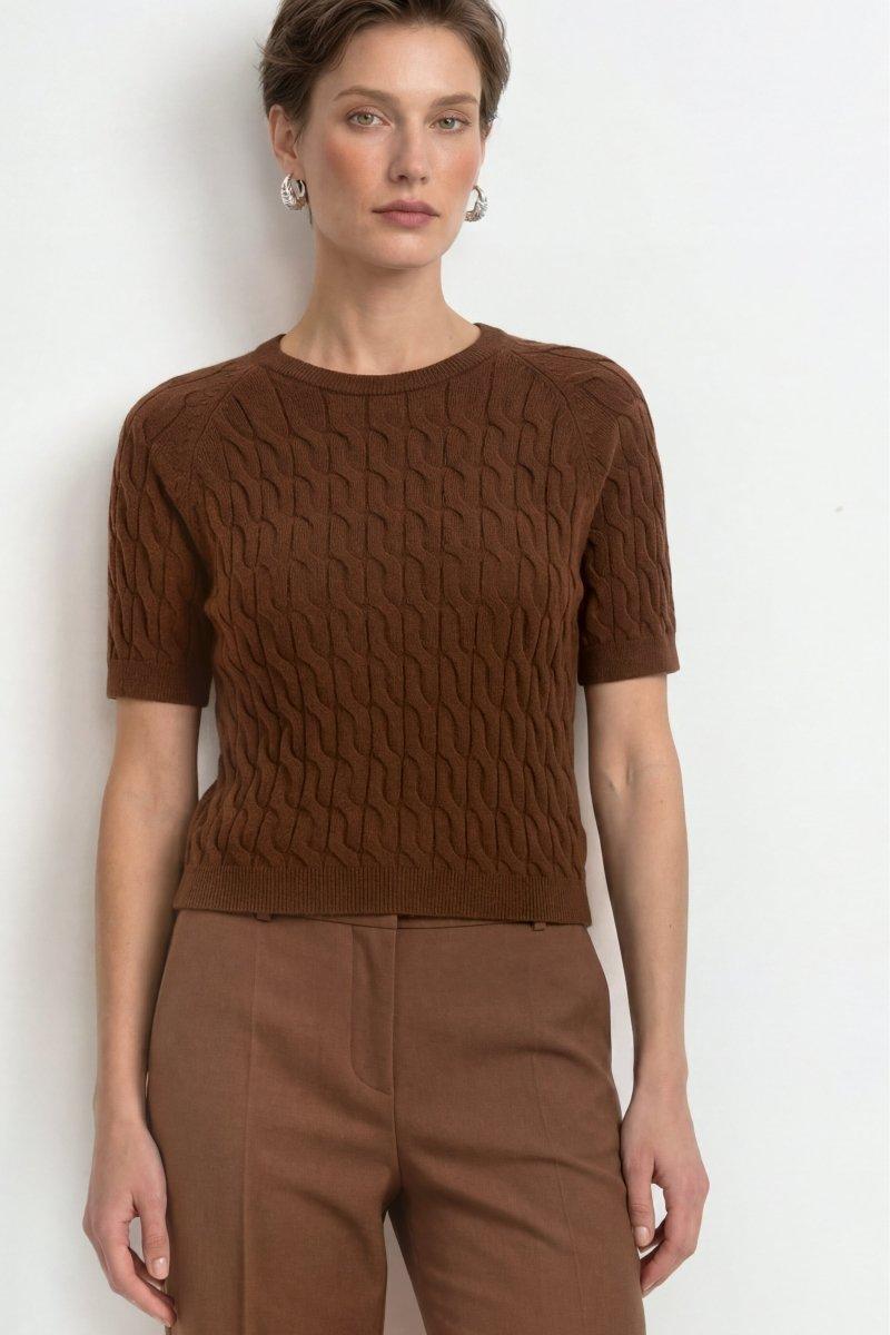 Pullover mit Zopfstrick-Rich & Royal