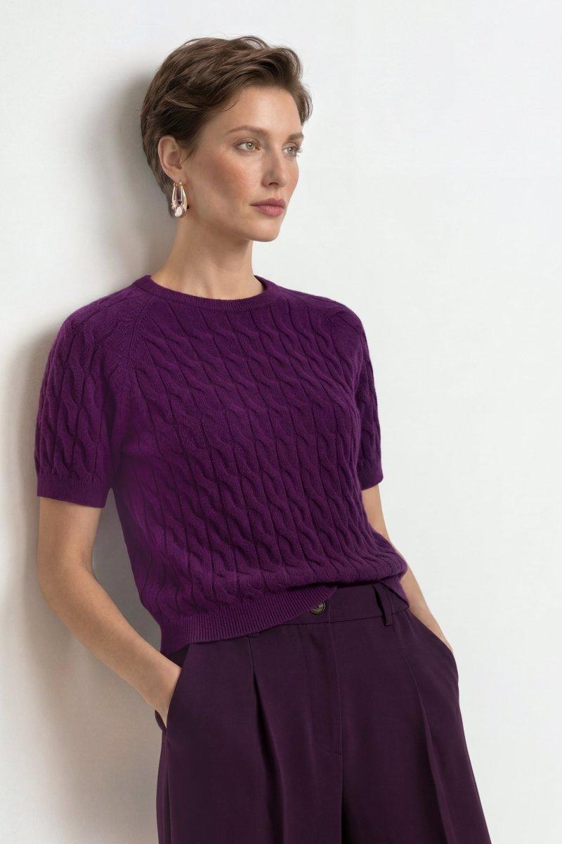 Pullover mit Zopfstrick-Rich & Royal