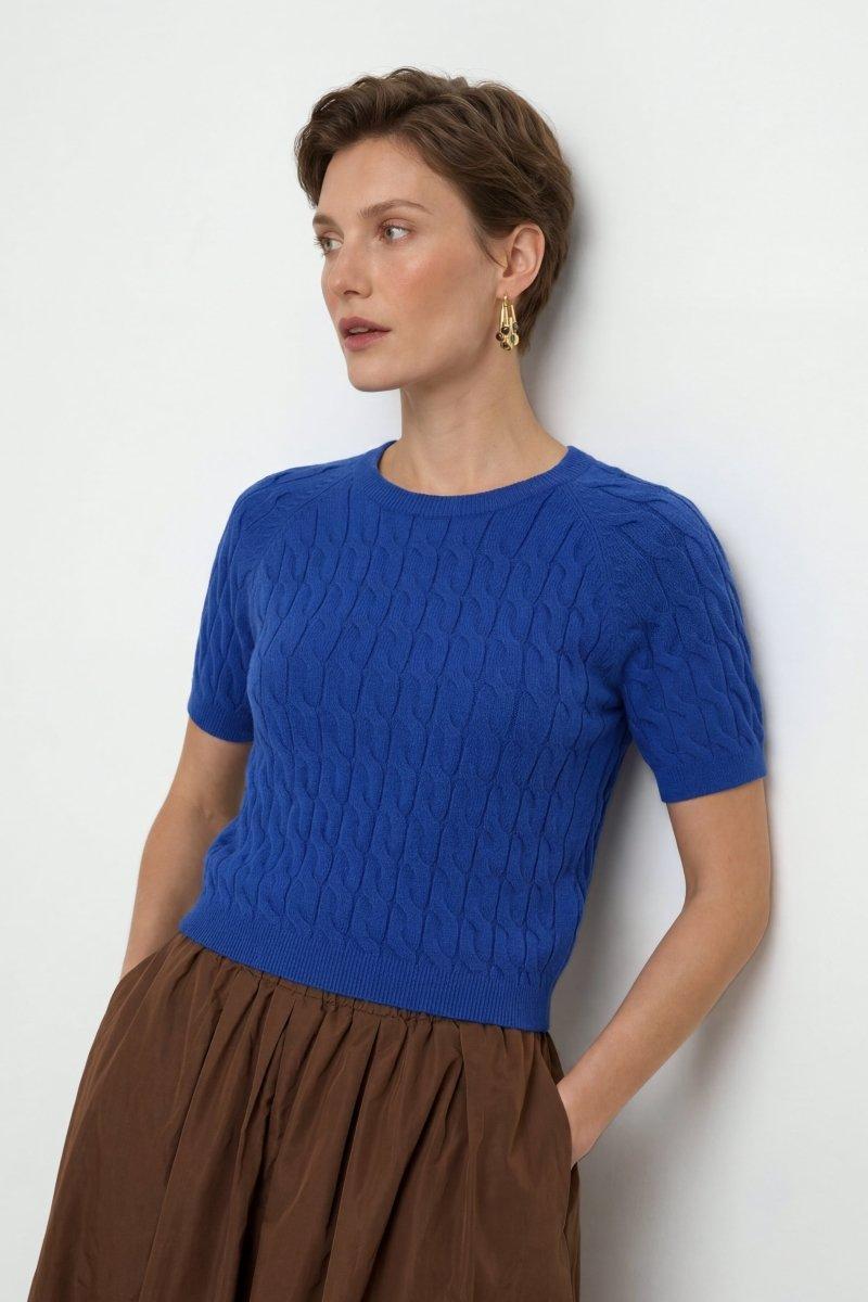 Pullover mit Zopfstrick-Rich & Royal