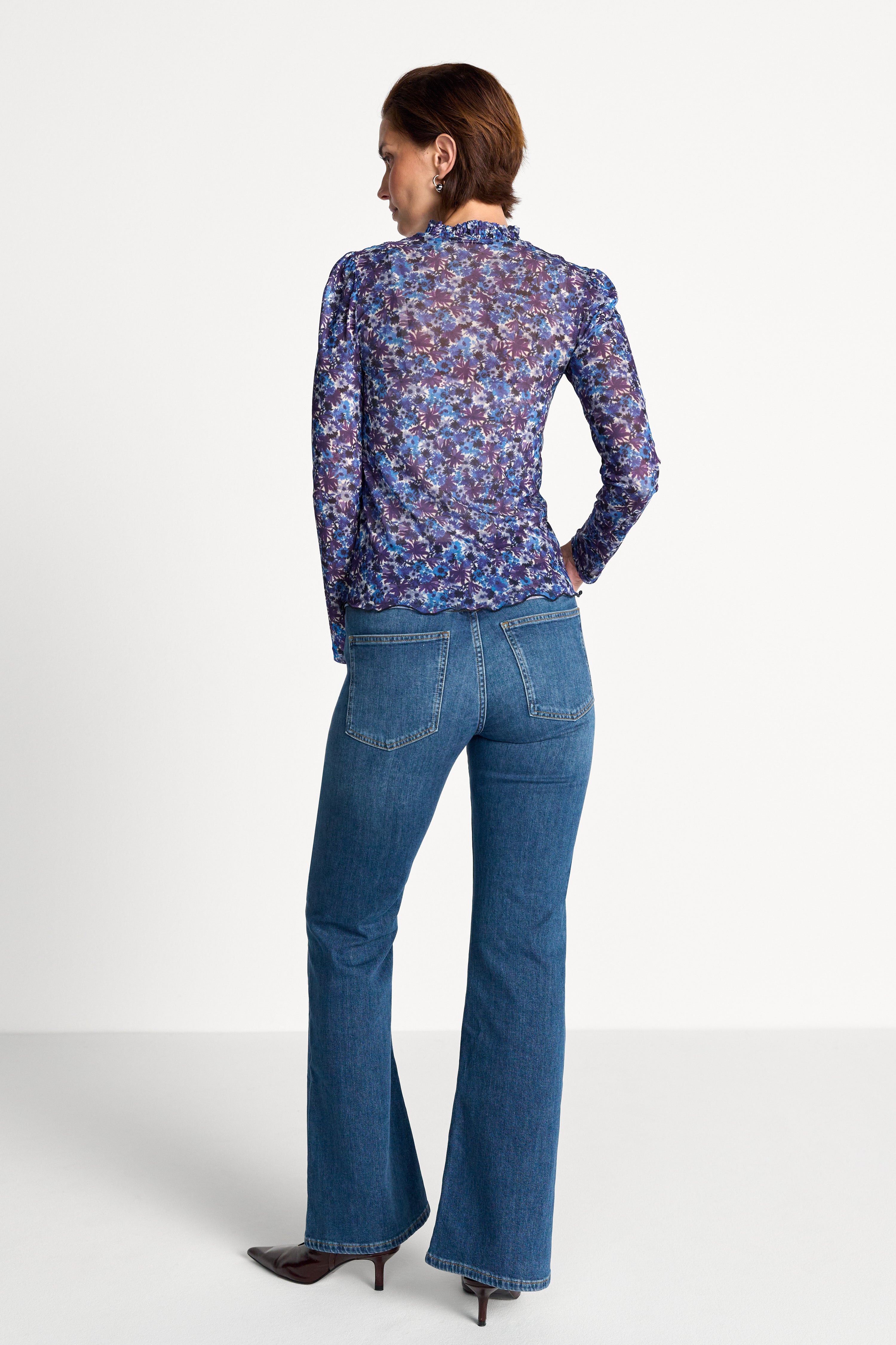 Mesh-Longsleeve mit Smokdetails-Rich & Royal