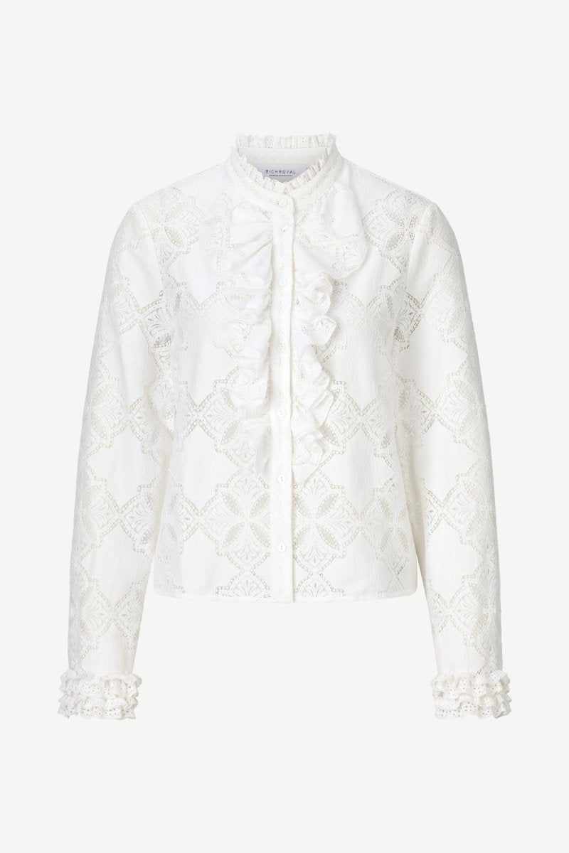 Weiße Bluse mit Volant-Rich & Royal