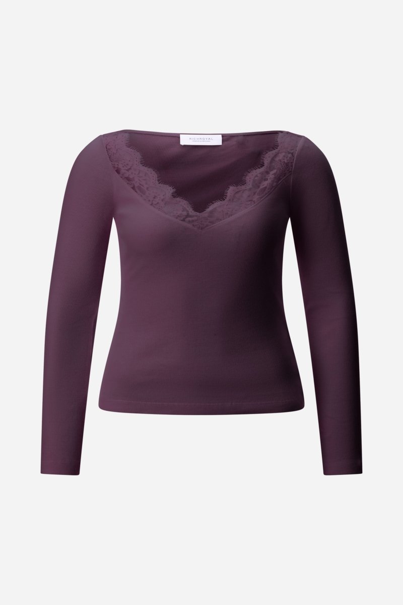 Longsleeve mit Eyelash-Spitze-Rich & Royal
