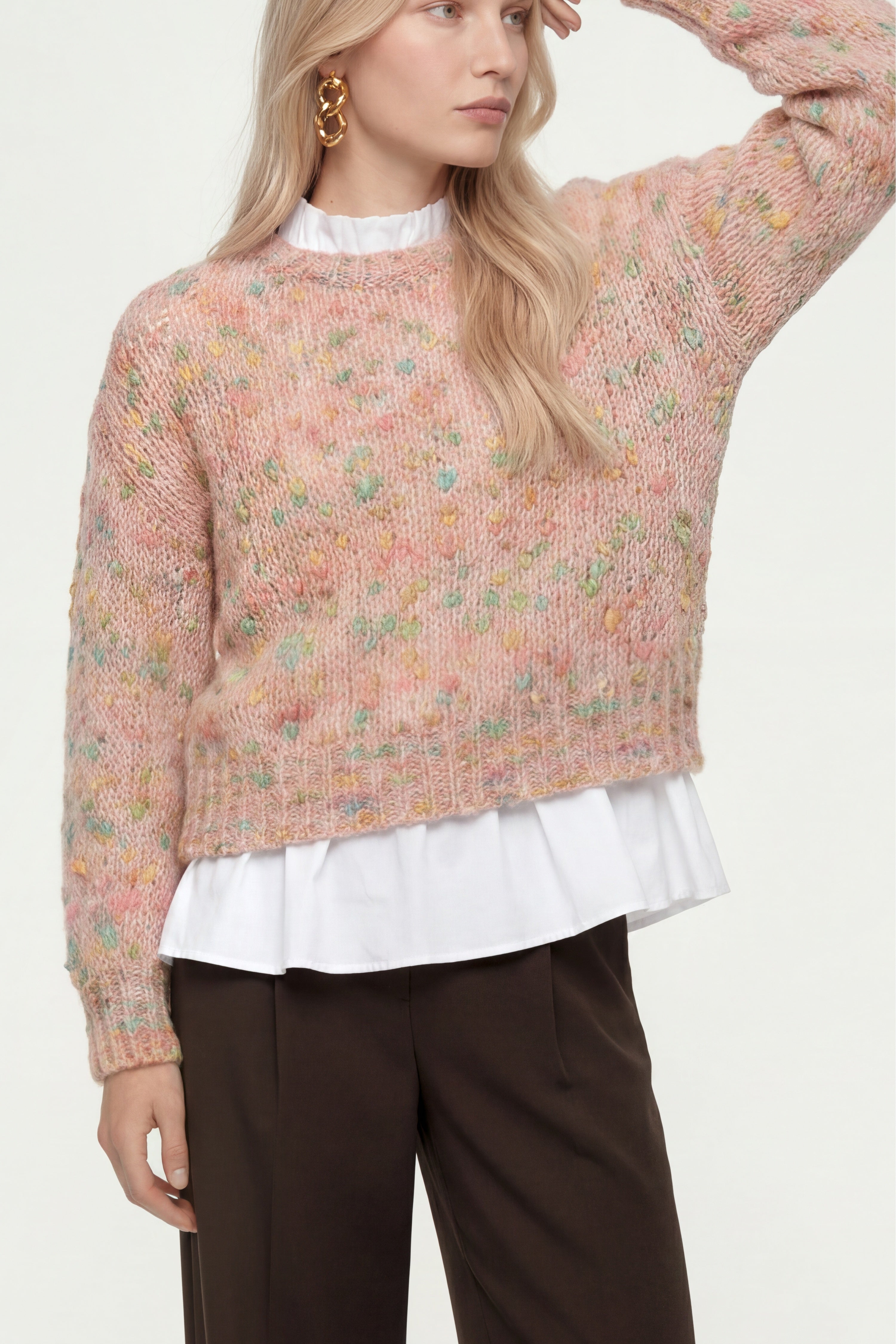 Grobstrickpullover mit Effektgarn-Rich & Royal