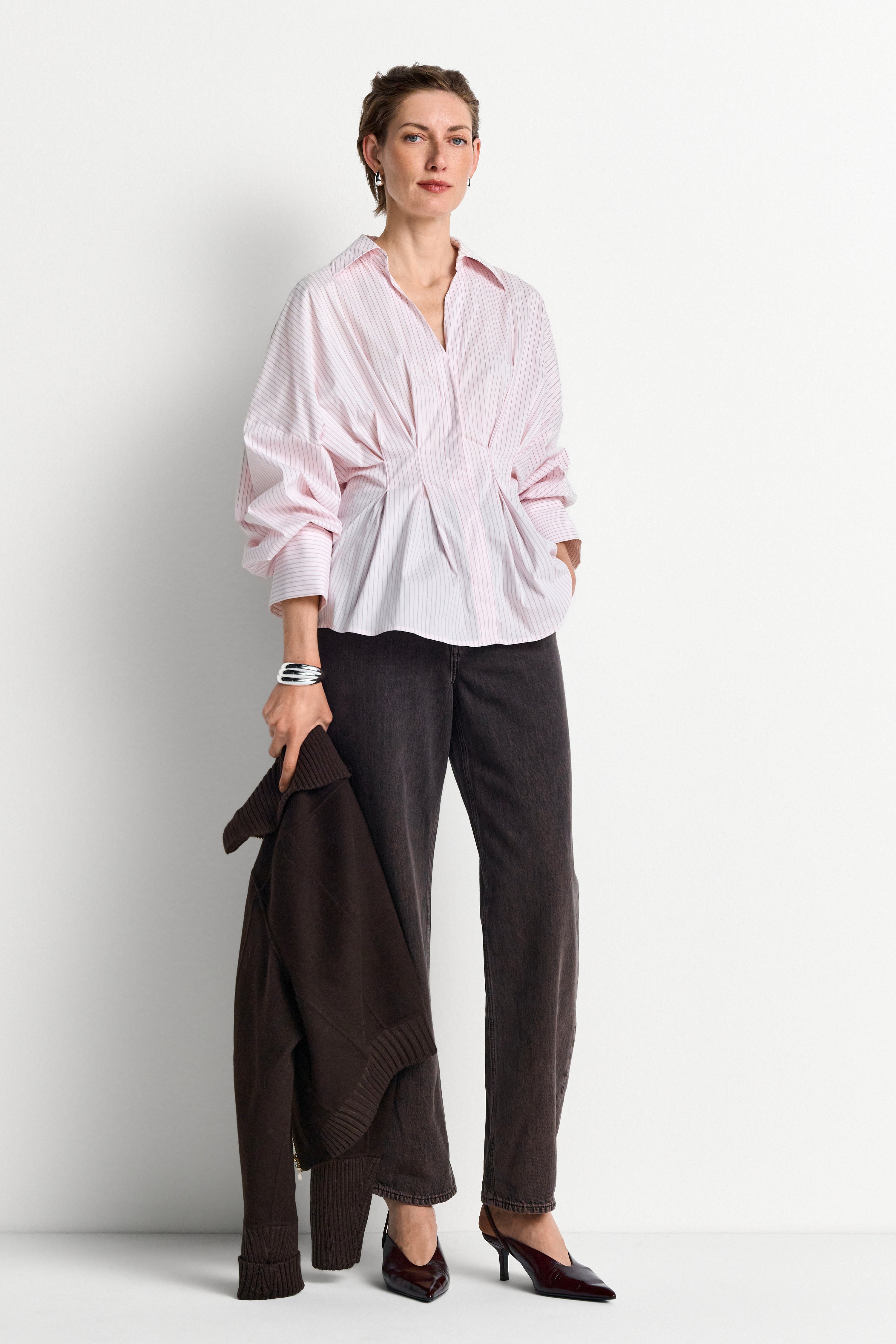 Nadelstreifen-Bluse mit Peplum-Rich & Royal