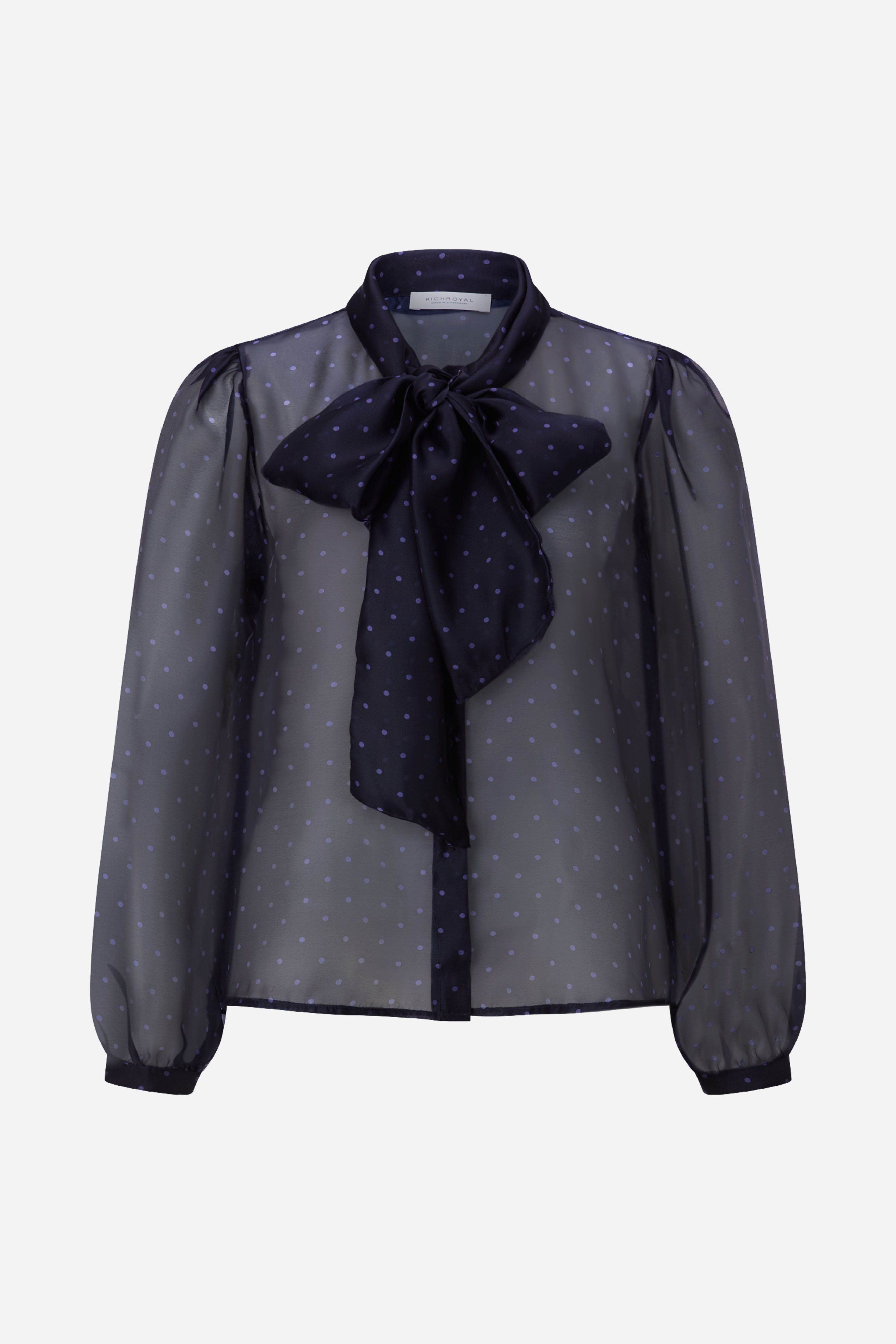 Schluppenbluse mit Punkte-Print-Rich & Royal