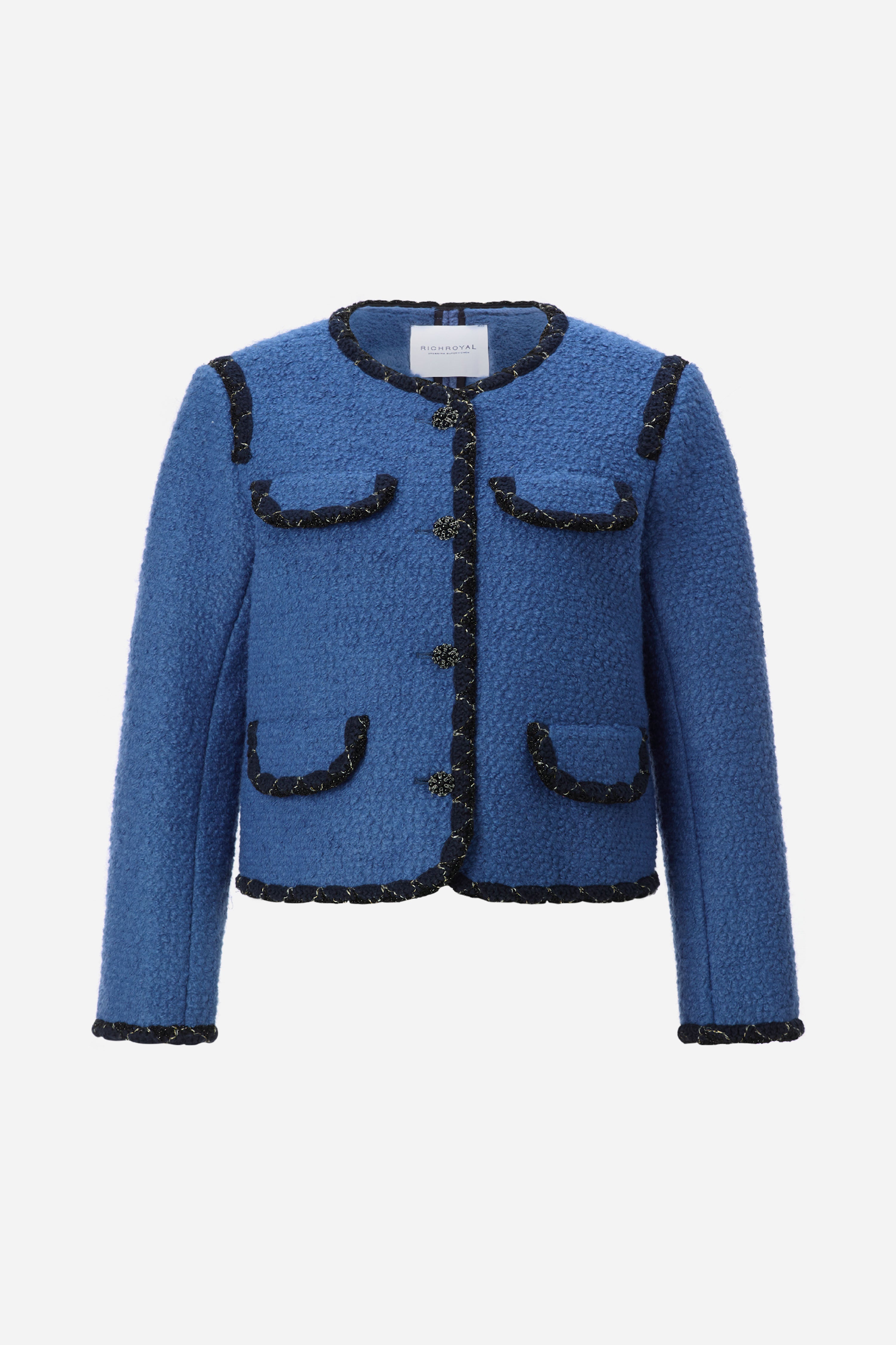 Bouclé-Blazer mit Zierborten-Rich & Royal