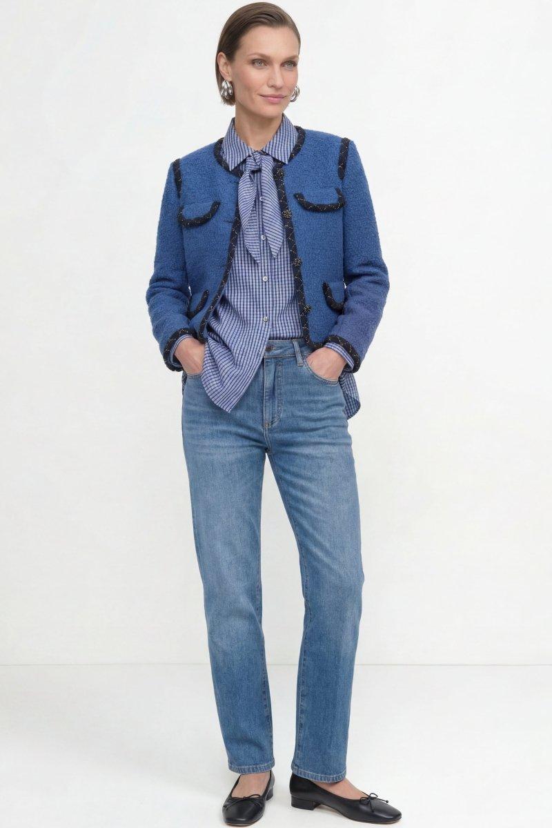 Bouclé-Blazer mit Zierborten-Rich & Royal