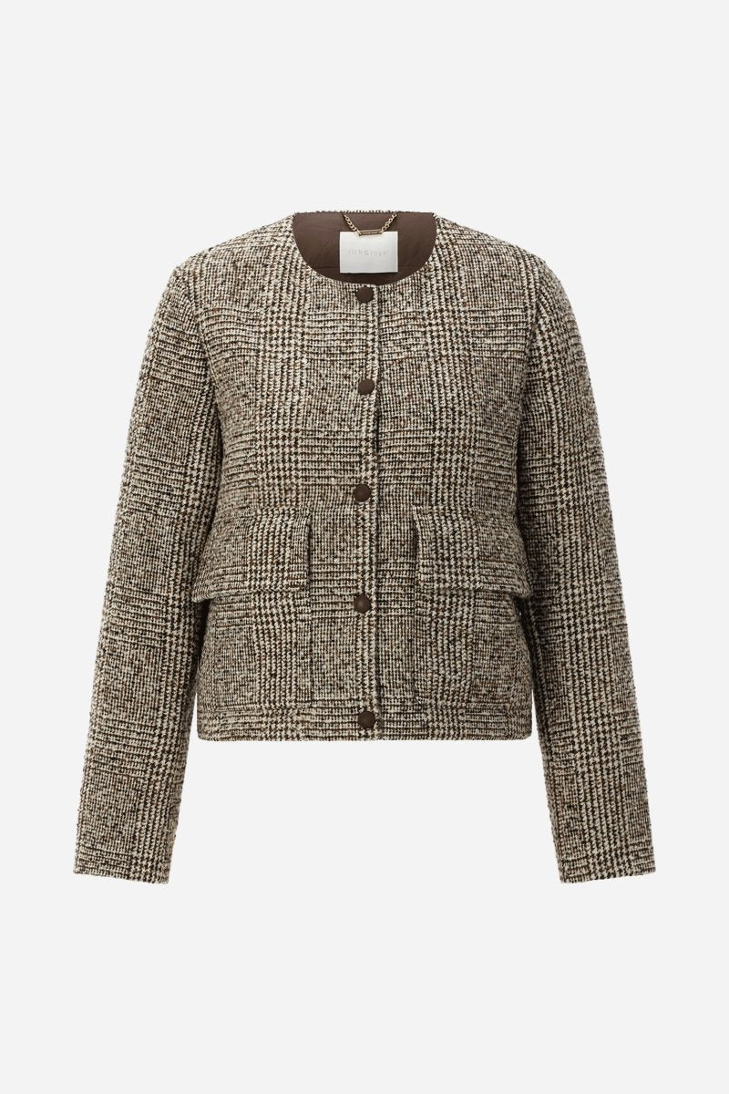 Jacke mit Karo-Muster aus Wollmix-Rich & Royal
