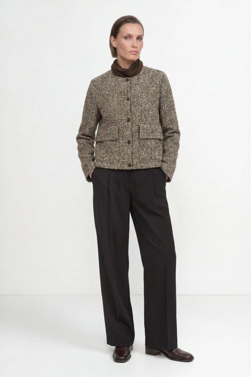 Jacke mit Karo-Muster aus Wollmix-Rich & Royal