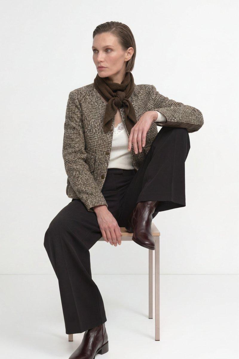 Jacke mit Karo-Muster aus Wollmix-Rich & Royal